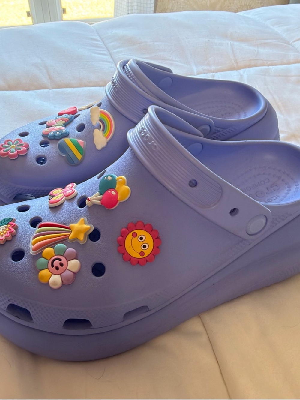 Lavender Clog Shoes with Fun Charms platform adult Crocs - Picture 4 of 8